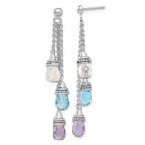 Sterling Silver Amethyst and Blue & White Topaz Dangle Earrings, 60.3 mm