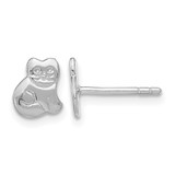 Sterling Silver Rhodium-Plated Polished Cat Stud Earrings, 8 mm