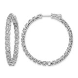 Sterling Shimmer Sterling Silver Rhodium-Plated 50 Stone 2.0 mm Cubic Zirconia In and Out Round Hinged Hoop Earrings, 40 mm Long