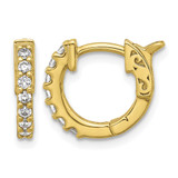 Sterling Shimmer Sterling Silver Gold-Tone Flash Gold and Silver-Tone 1.7 mm Cubic Zirconia 14 Stone Hinged Hoop Earrings, 12.5 mm Long