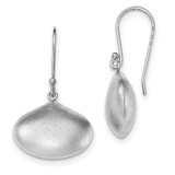 Sterling Silver Rhodium-Plated Sparkle-Cut Brushed Teardrop Dangle French Wire Earrings, 37 mm