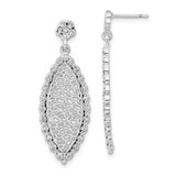 Sterling Silver Polished Cubic Zirconia Dangle Earrings, 38 mm