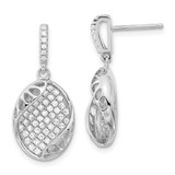 Pure Fire Sterling Silver Cubic Zirconia Oval Post Dangle Earrings, 28 mm