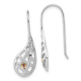 Sterling Silver Gold-Tone Polished & Satin Amethyst Criss Cross Teardrop Dangle Earrings, 30.7 mm