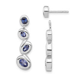 Sterling Silver Polished Blue Cubic Zirconia Dangle Earrings, 29.5 mm