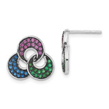 Sterling Silver with Black Rhodium Lab-Created Spinel & Lab-Created Ruby Stud Earrings, 12.9 mm