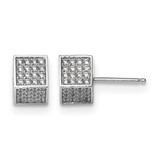 Pure Fire Sterling Silver Rhodium-Plated Cubic Zirconia 3D Square Stud Earrings, 8 mm