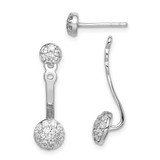 Sterling Silver Rhodium-Plated Cubic Zirconia Post Drop Earrings with Jacket, 23.88 mm