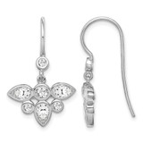 Sterling Silver Rhodium-Plated Cubic Zirconia Dangle French Wire Earrings, 27 mm