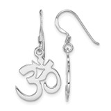 Sterling Silver Rhodium-Plated Polished OM Symbol Dangle French Wire Earrings, 28.97 mm