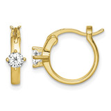 Sterling Silver Gold-Tone Square Cubic Zirconia Hoop Earrings, 12.74 mm
