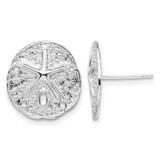 De-Ani Sterling Silver Rhodium-Plated Small Sand Dollar with Starfish Stud Earrings, 17 mm