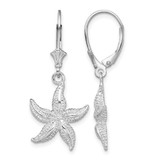 De-Ani Sterling Silver Rhodium-Plated Polished Starfish Leverback Drop Earrings, 36.48 mm