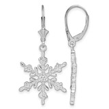 De-Ani Sterling Silver Rhodium-Plated Polished Snowflake Leverback Drop Earrings, 40.5 mm