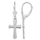 De-Ani Sterling Silver Rhodium-Plated Polished Beveled Latin Cross Leverback Drop Earrings, 34.5 mm