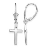 De-Ani Sterling Silver Rhodium-Plated Polished Latin Cross Leverback Drop Earrings, 32.6 mm