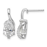 Sterling Silver Rhodium-Plated Overlap Teardrop Cubic Zirconia Post Dangle Earrings, 19.7 mm
