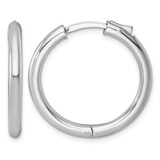 Sterling Silver Rhodium-Plated Polished 3 x 28 mm with Safety Lock Round Hinged Hoop Earrings