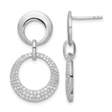 Sterling Silver Rhodium-Plated Pave Cubic Zirconia Interlocking Circles Post Drop Earrings, 31.35 mm