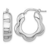 Sterling Silver Rhodium-Plated Polished Flower Shape Hoop Earrings, 25.2 mm