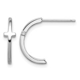 Sterling Silver Rhodium-Plated Polished Cross Post J-Hoop Earrings, 16.5 mm