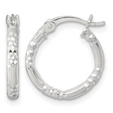 Sterling Silver Polished Diamond-Cut Textured 16 x 2.25 mm Round Hoop Earrings, 16 mm Long