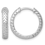 Sterling Silver Rhodium-Plated Polished 4.00 x 20 mm Braided Round Hinged Hoop Earrings, 19.7 mm Long