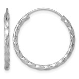 Sterling Silver Rhodium-Plated Polished Twisted 2.25 x 26 mm Round Endless Hoop Earrings