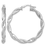 Sterling Silver Rhodium-Plated Polished Twisted 4.00 x 39 mm Round Hoop Earrings, 41 mm Long