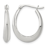 Sterling Silver Polished Knife Edge Tapered Oval Hoop Earrings, 24.3 mm