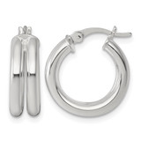Sterling Silver Polished Double Tube Hoop Earrings, 18.2 mm