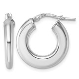 Sterling Silver Rhodium-Plated Polished 3.0 x 20 mm Flat Tapered Tube Hoop Earrings, 20.75 mm Long