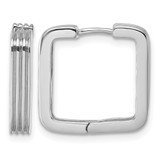 Sterling Silver Rhodium-Plated Polished And Grooved 3.5 mm X 17 mm Square Hinged Hoop Earrings, 17.75 mm Long