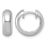 Sterling Silver Rhodium-Plated Polished 5.00 x 14 mm Round Hinged Hoop Earrings, 13 mm Long