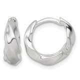 Sterling Silver Polished Twisted Tapered Round Hinged Hoop Earrings, 13.25 mm