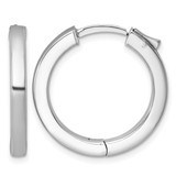 Sterling Silver Rhodium-Plated Polished 3 x 25 mm Hinged Square Tube Hoop Earrings