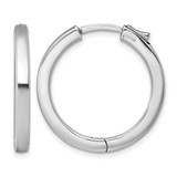 Sterling Silver Rhodium-Plated Polished 3 x 28 mm Hinged Square Tube Hoop Earrings
