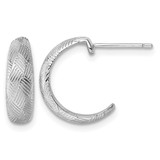 Sterling Silver Rhodium-Plated Textured Woven Design Post J-Hoop Earrings, 15 mm