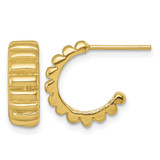 Sterling Silver Gold-Tone Polished Scalloped C-Hoop Post Earrings, 15 mm