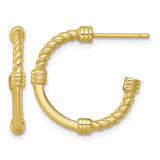 Sterling Silver Gold-Tone Polished and Twisted 21.0 mm Post C-Hoop Earrings, 21 mm Long