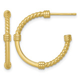 Sterling Silver Gold-Tone Polished and Twisted 24.0 mm Post C-Hoop Earrings, 24 mm Long