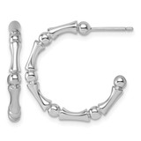 Sterling Silver Rhodium-Plated Polished Patterned 3 mm X 23 mm Post C-Hoop Earrings, 24.25 mm Long