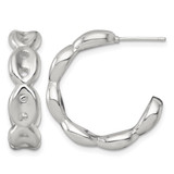 Sterling Silver Polished 7.0 mm Puffed Mariner/Anchor Link Post C-Hoop Earrings, 26.5 mm Long