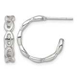 Sterling Silver Polished 4.0 mm Puffed Mariner/Anchor Link Post C-Hoop Earrings, 18.25 mm Long