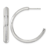 Sterling Silver Polished 4.75 mm Cubic Zirconia Post C-Hoop Earrings, 32 mm Long
