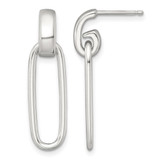 Sterling Silver Polished Elongated Oval Dangle Earrings, 30.7 mm