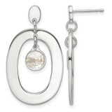 Sterling Silver Open Oval with Mother of Pearl Dangle Earrings, 32 mm