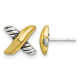 Sterling Silver and Gold-Tone Polished and Antiqued X Stud Earrings, 8.9 mm