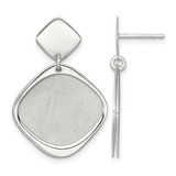 Rhodium-Plated Sterling Silver Polished and Brushed Square Dangle Earrings, 30.4 mm