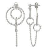 Sterling Silver Polished and Textured Multi Circle and Chain Dangle Earrings, 44.6 mm